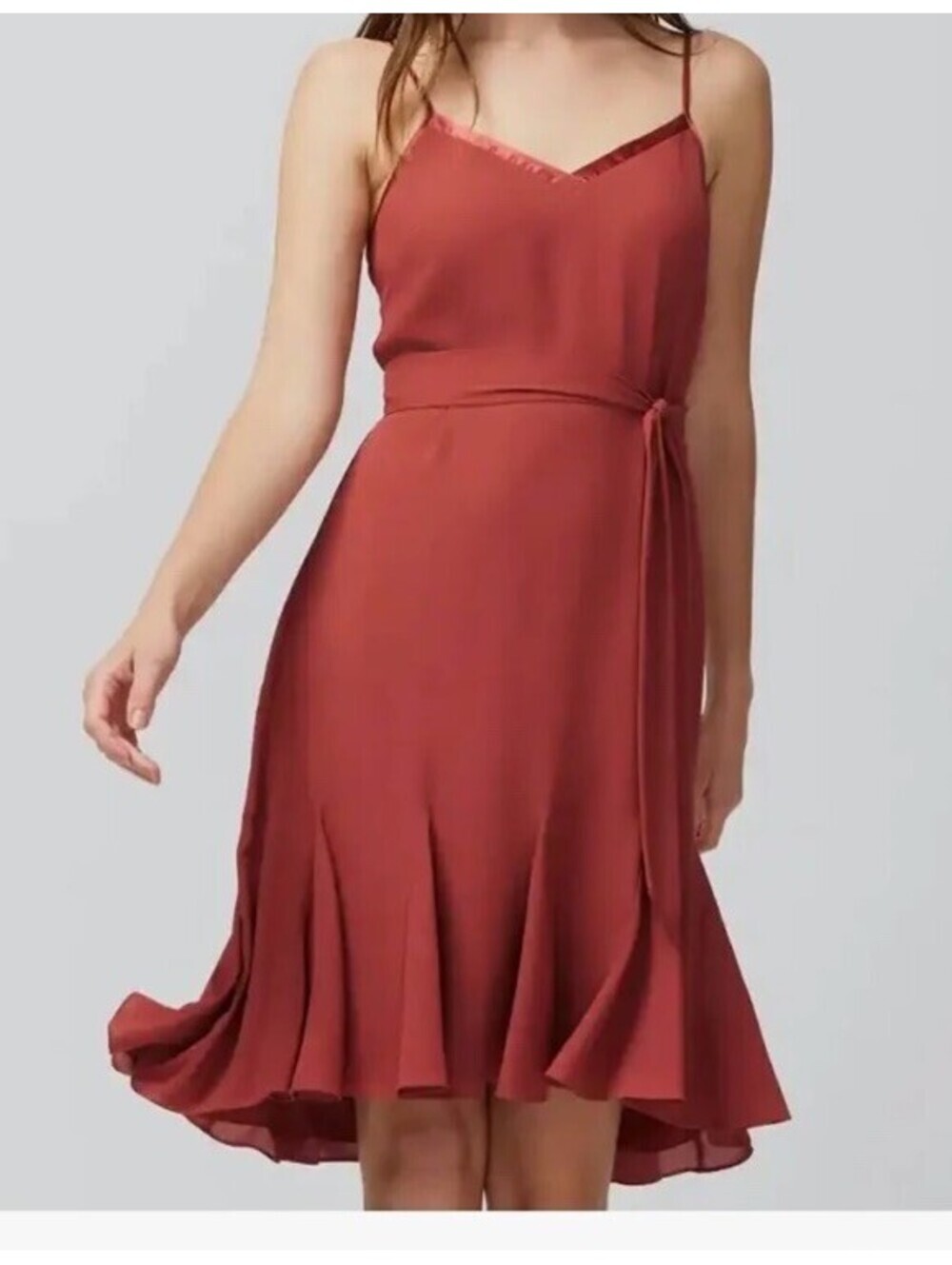 NWT White House Black Market Godot Slip Dress in Rust Red. Size 8 $118